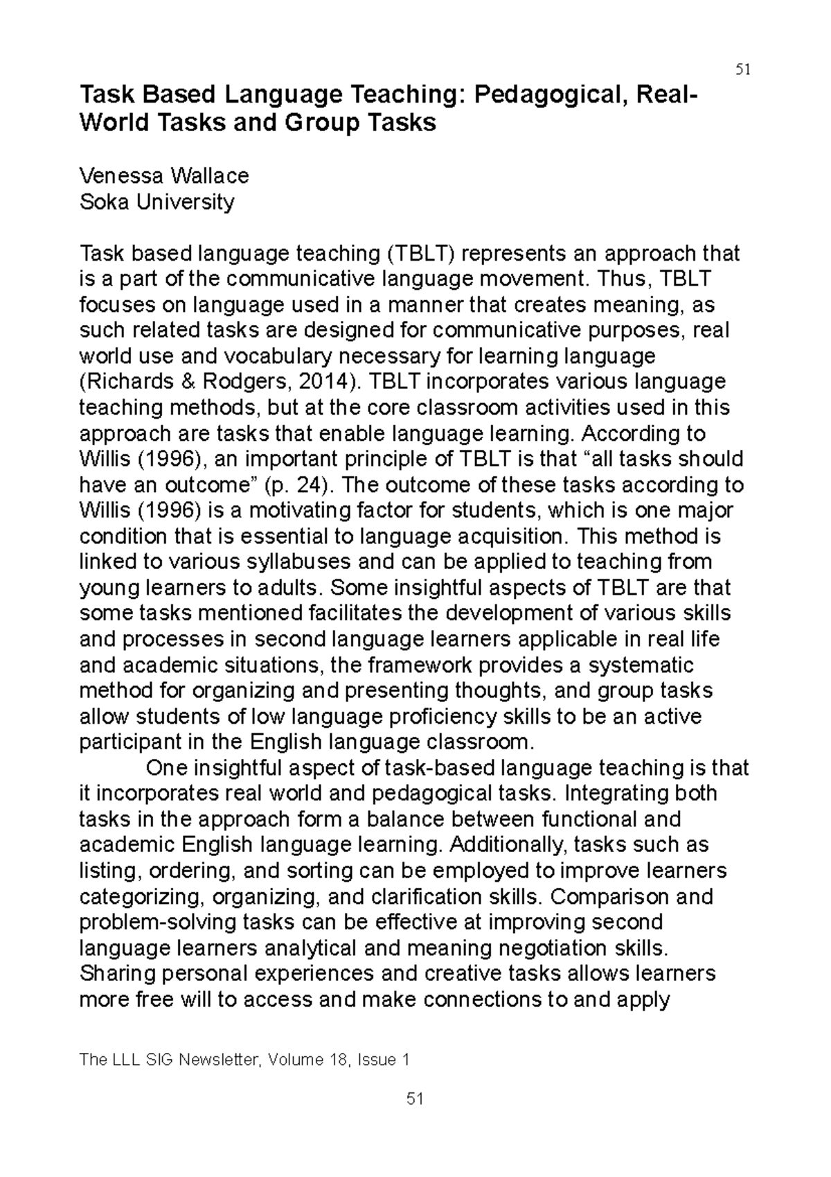 TBLT: Real-World & Group Tasks for Language Learning (2022a) - Studocu