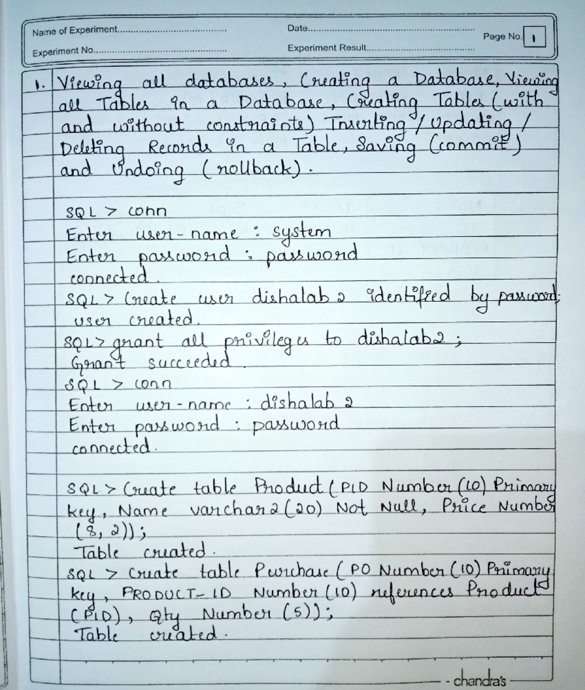 DBMS 1 st program - Name of Experiment. Experiment No.. Vieoing all ...