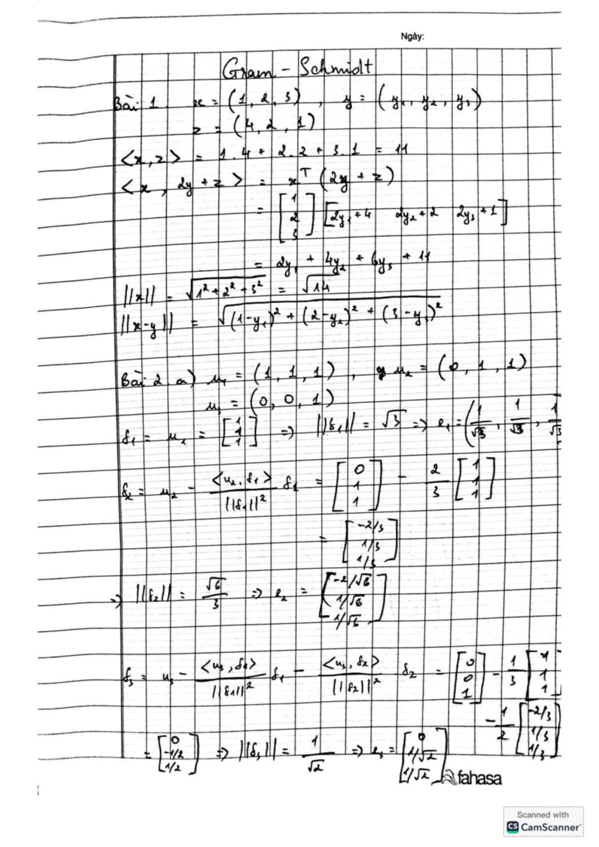 Gram-Schmidt Process Notes for Course MATH 118: Bai 1-3 - Studocu