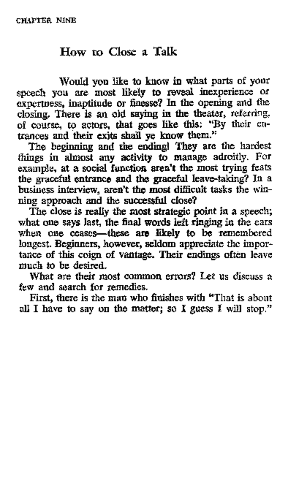 CHAPTER NINE: Mastering the Art of Closing a Talk - Studocu