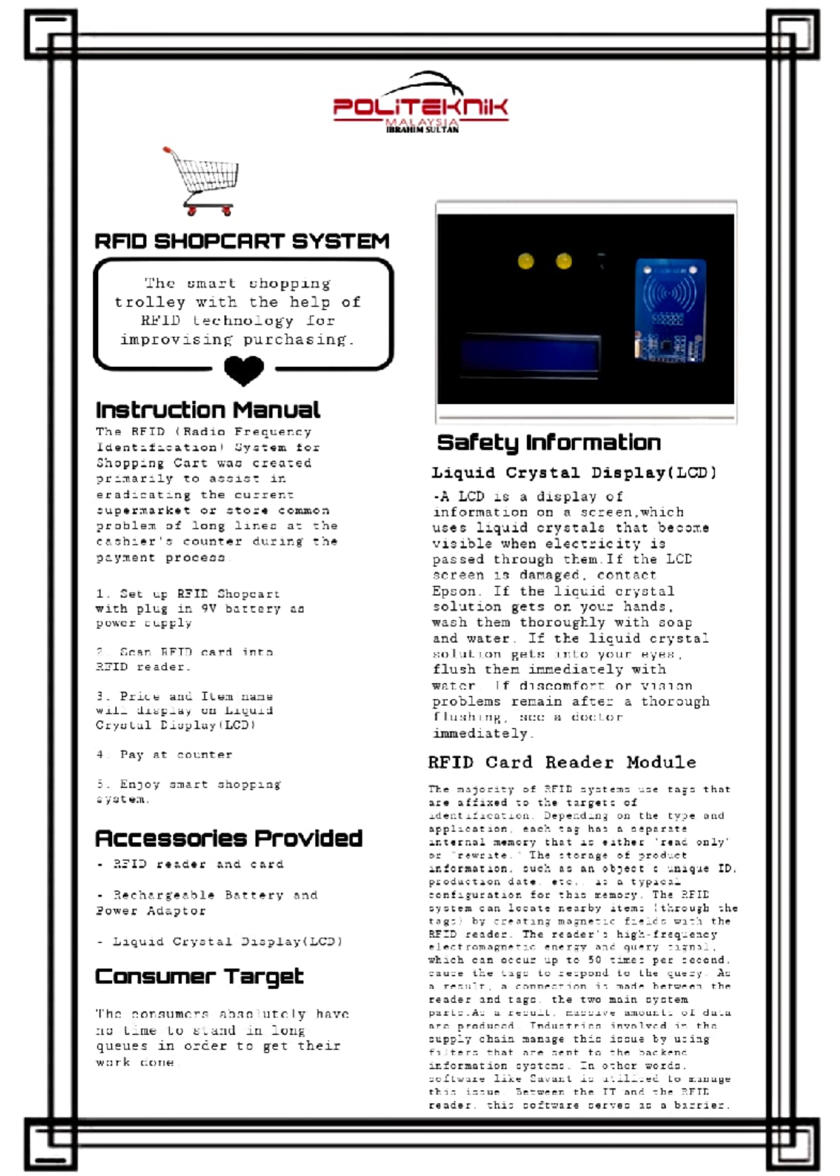 Product Manual 444 RFID Shopcart - POLITEKNiK iaAHIM SULTÁN RFID ...