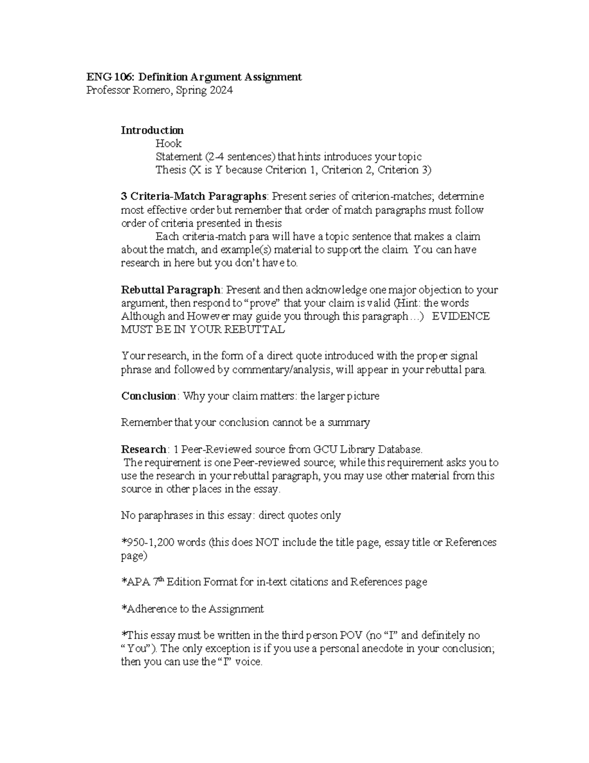 ENG 106: Definition Argument Assignment Guidelines for Spring 2024 ...