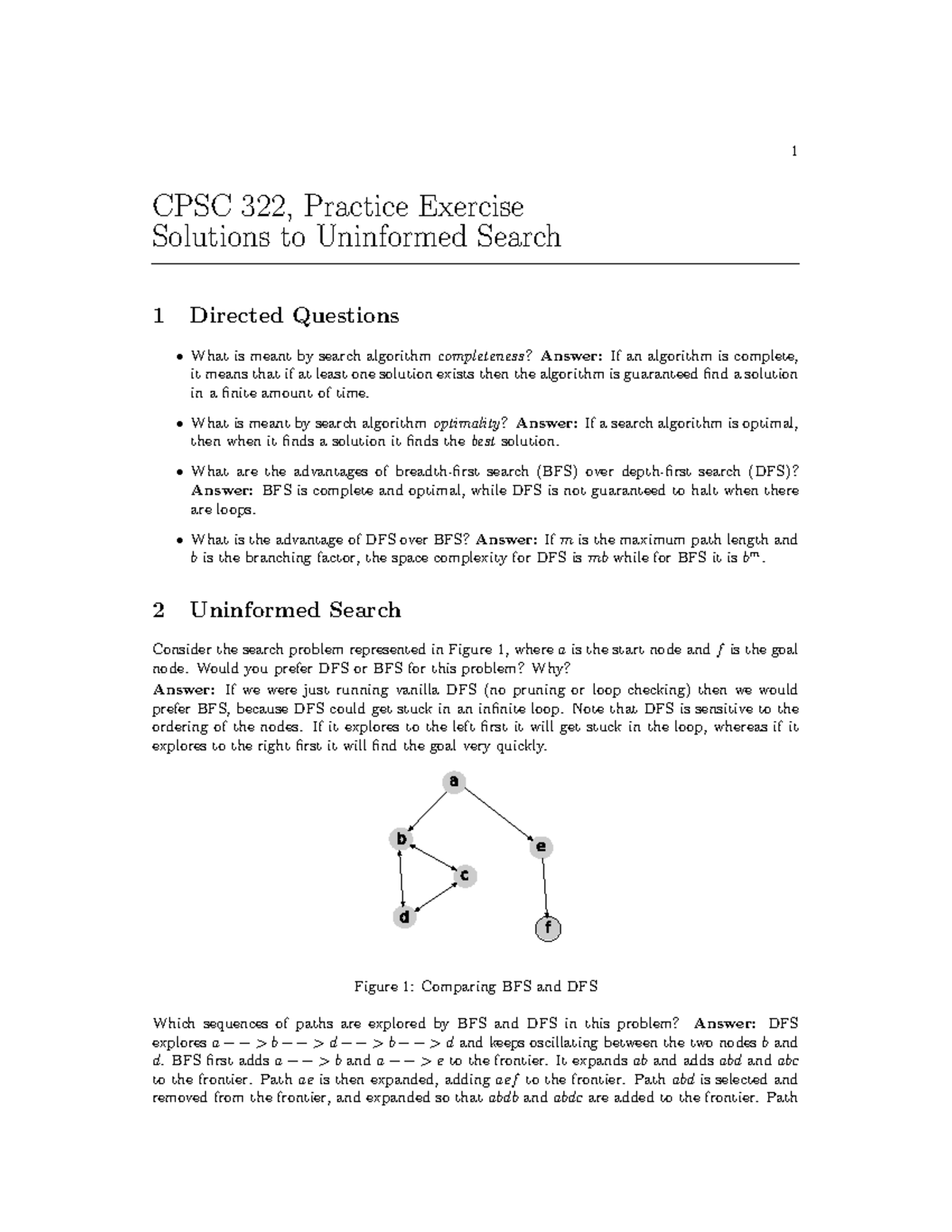 1 CPSC 322, Solutions to Uninformed Search Practice Exercises - Studocu