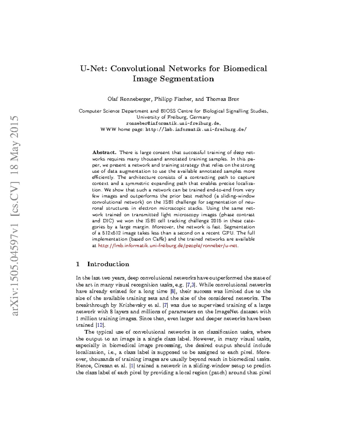 UNet Architecture for Biomedical Image Segmentation (CS 101) - Studocu