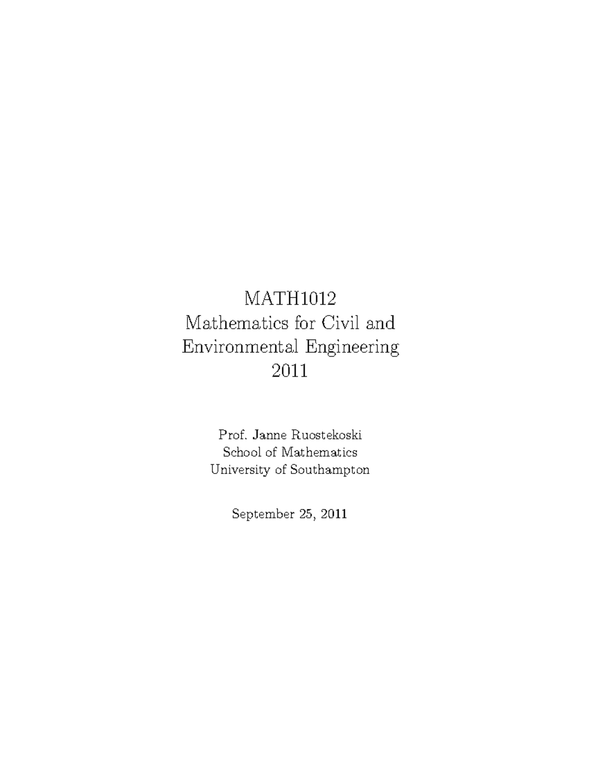 MATH 2011 Module 1-11 Lecture Notes on Matrices and Calculus - Studocu