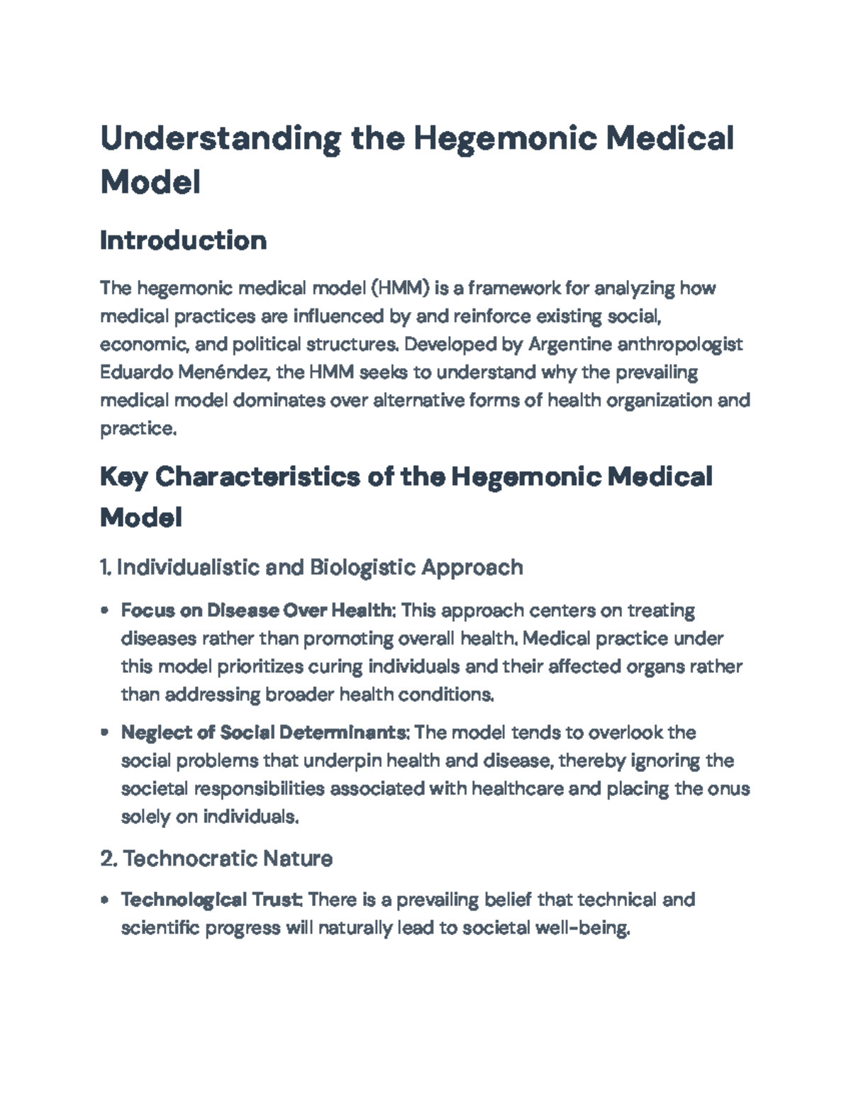 Understanding the Hegemonic Medical Model: Implications and Analysis ...