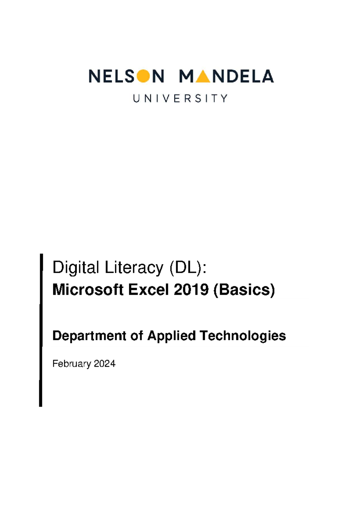 DL MS Excel (Basics) Project Guide & Exercises for Students (2024 ...