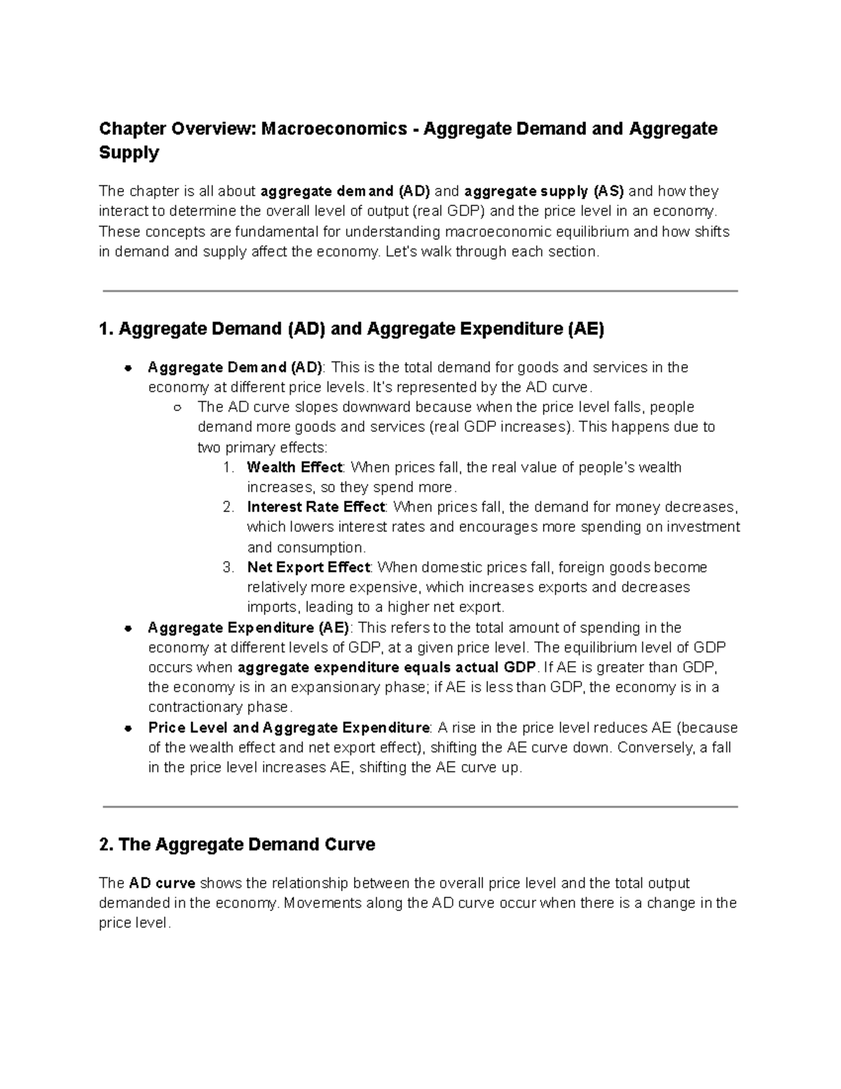 Econ 101 Midterm 2 notes: Aggregate demand, supply, and monetary policy ...