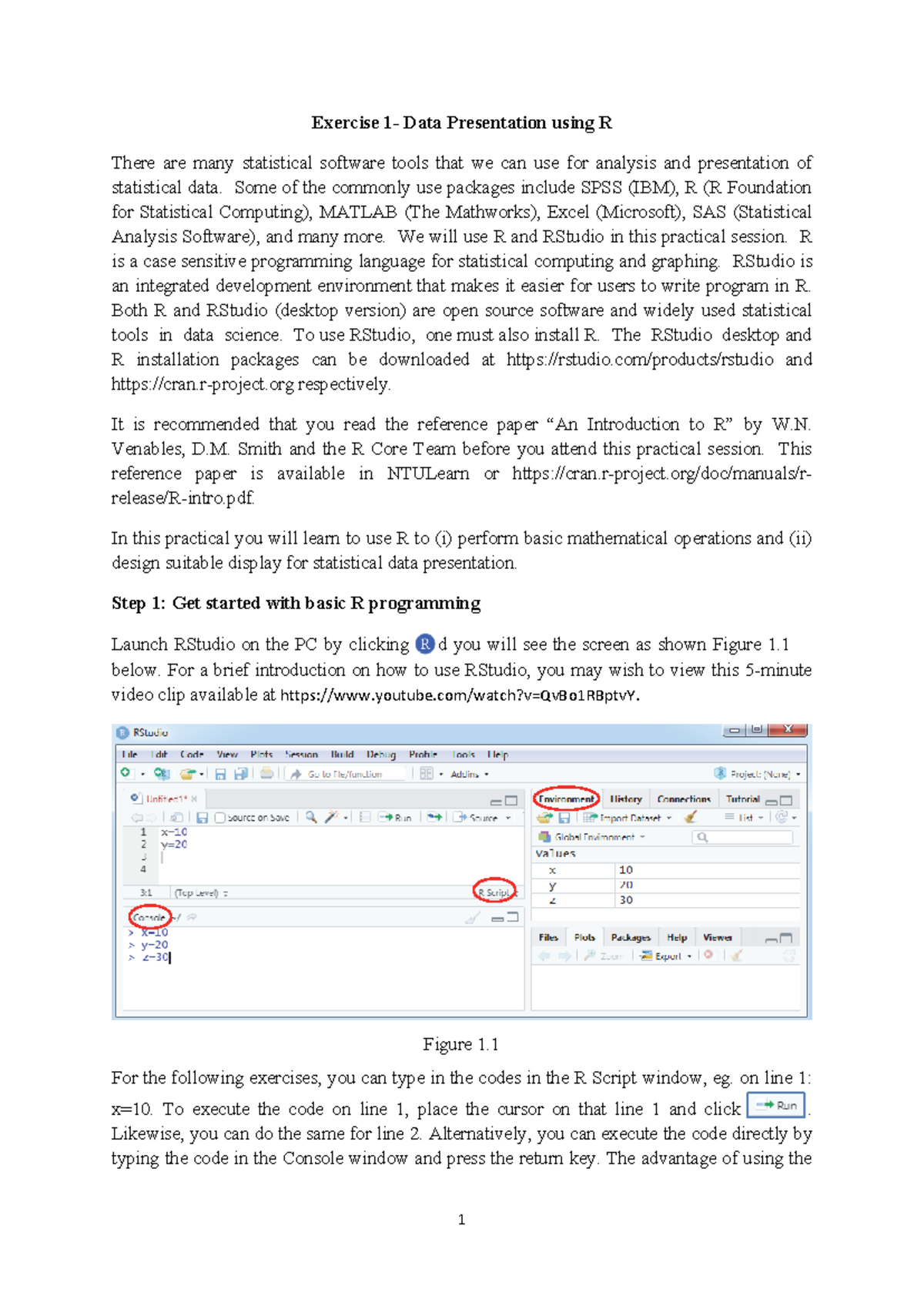 CX2100 R Programming: Practical Exercises on Data Presentation and ...