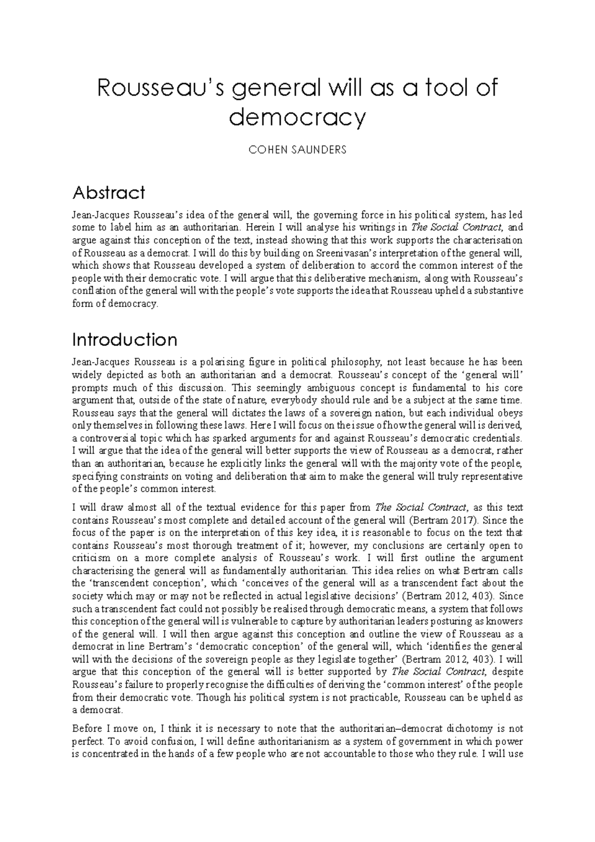 Rousseau's General Will as a Democratic Tool: Analysis and Insights ...
