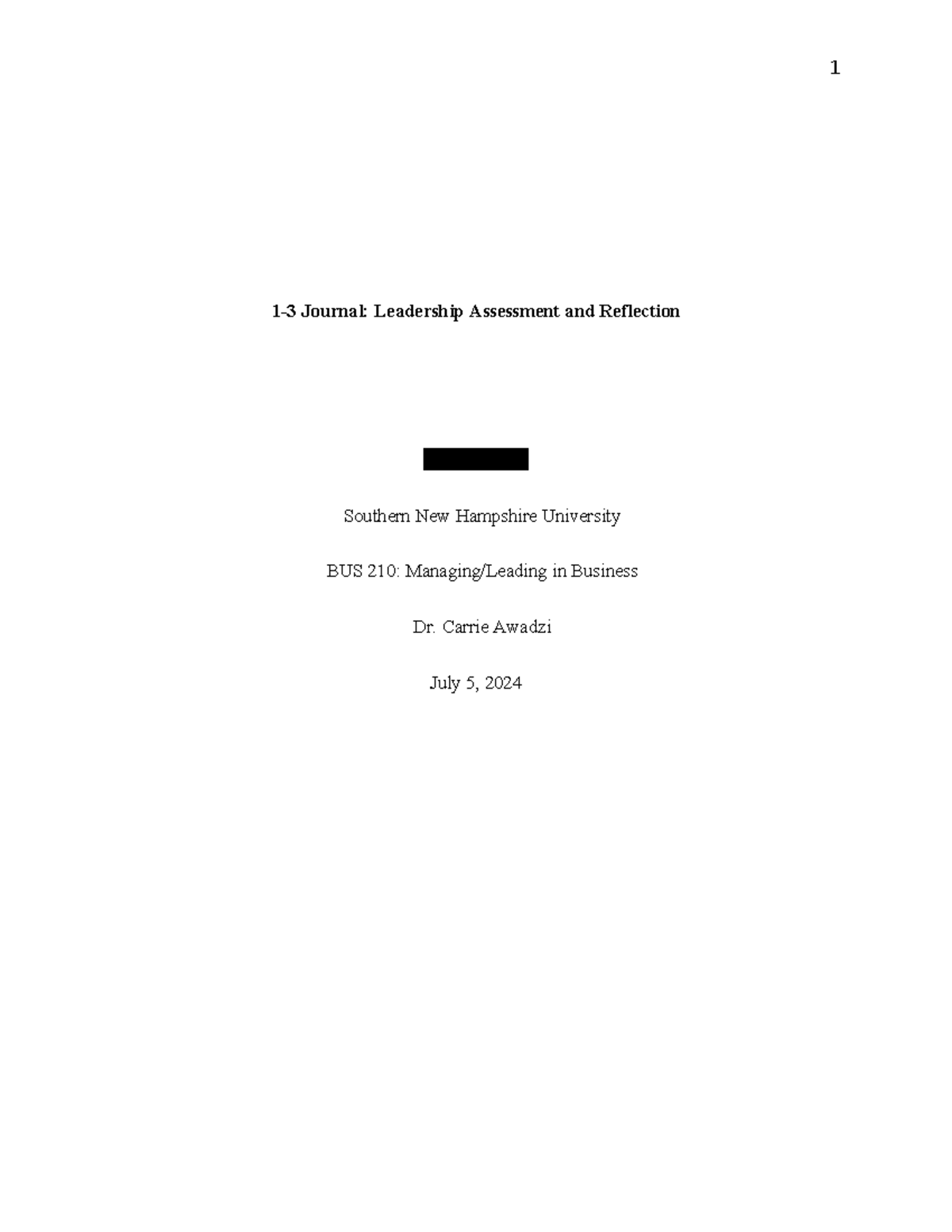 BUS210 1-3 Journal: Reflection on Leadership Assessment Findings - Studocu