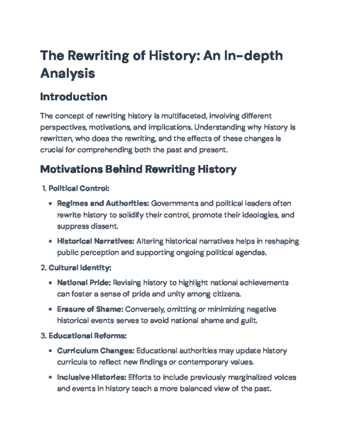 The Rewriting of History: Political, Cultural, and Educational Impacts ...