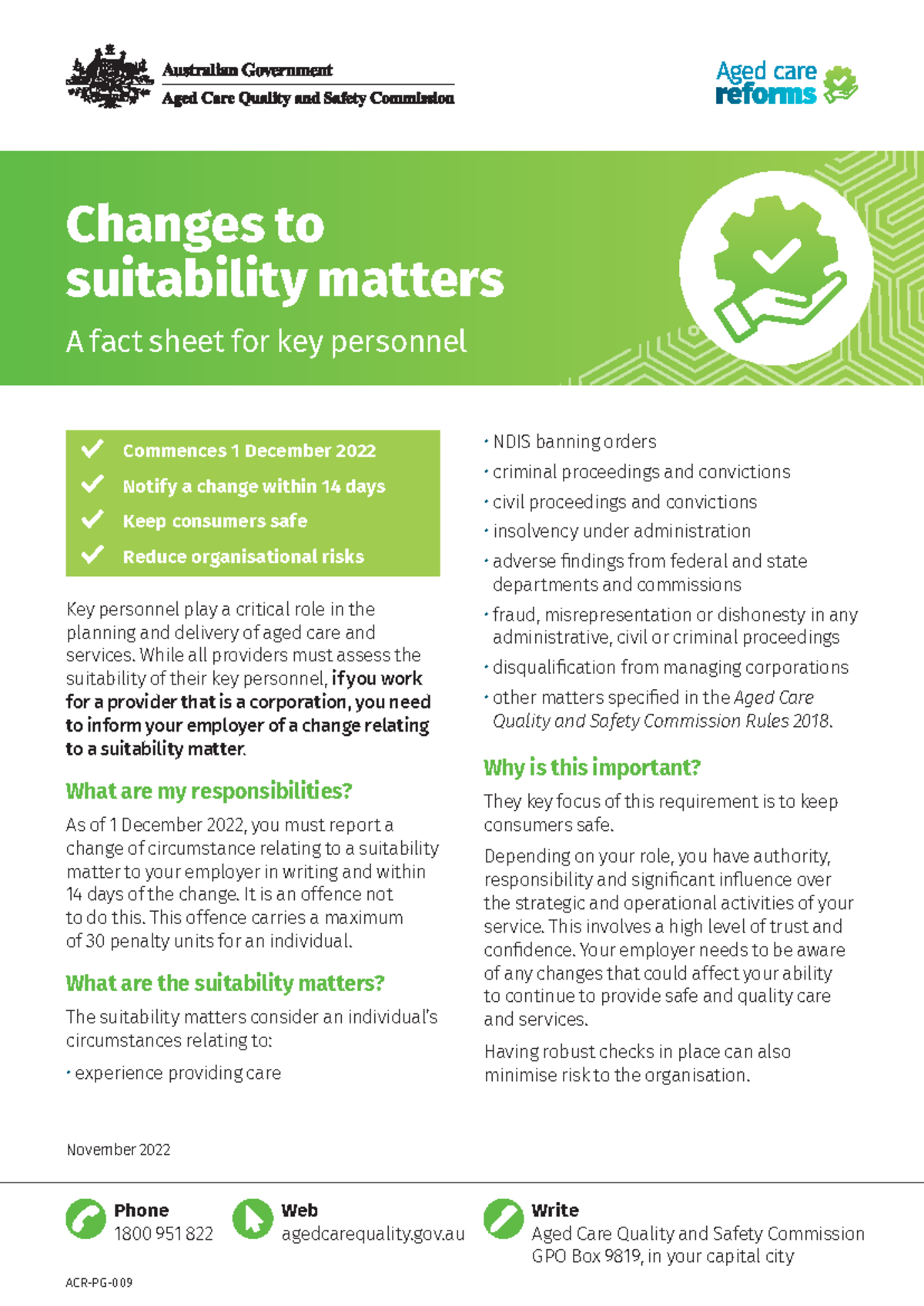 ACR-PG: Key Personnel Suitability Reporting Changes Fact Sheet - Studocu