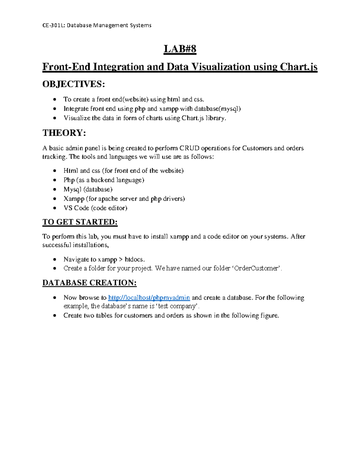 DBMS LAB# 8 updated 2 - blah - LAB# Front-End Integration and Data ...