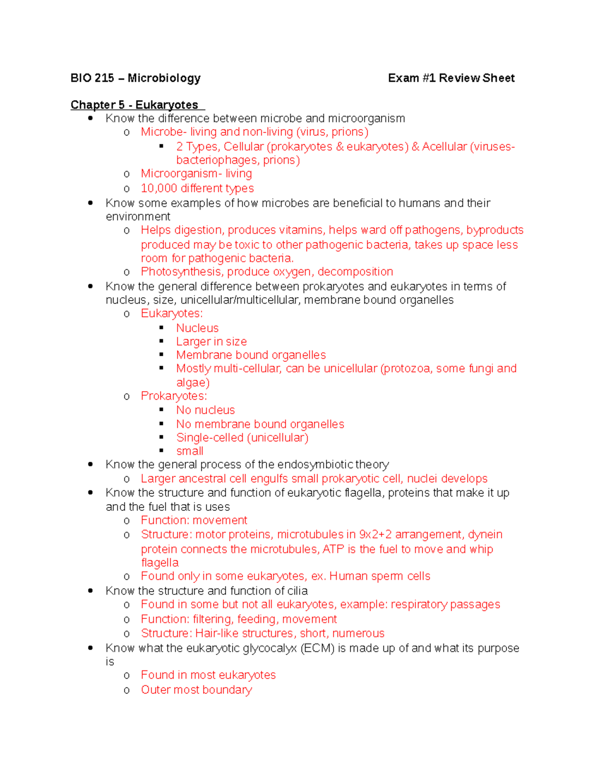 BIO 215: Microbiology Exam #1 Comprehensive Study Guide - Studocu