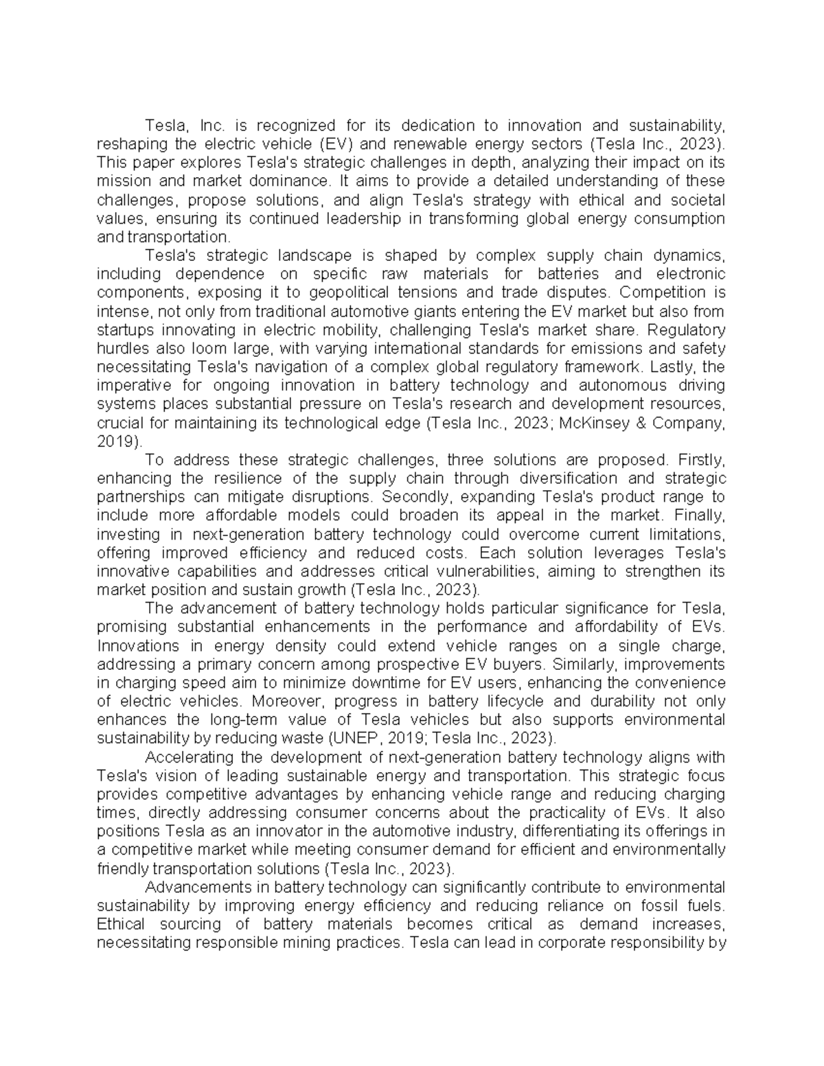 Strategic Challenges and Solutions for Tesla, Inc. - Capstone Milestone ...