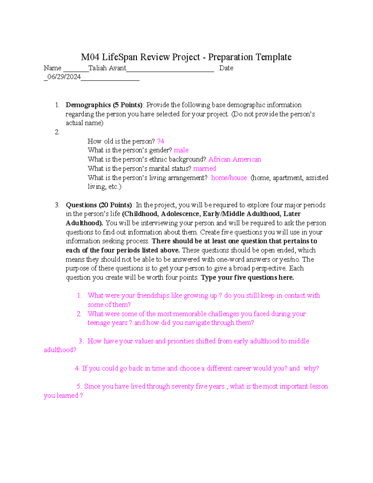 M04 Lifespan Review Project: Final Project Preparation Guide - Studocu