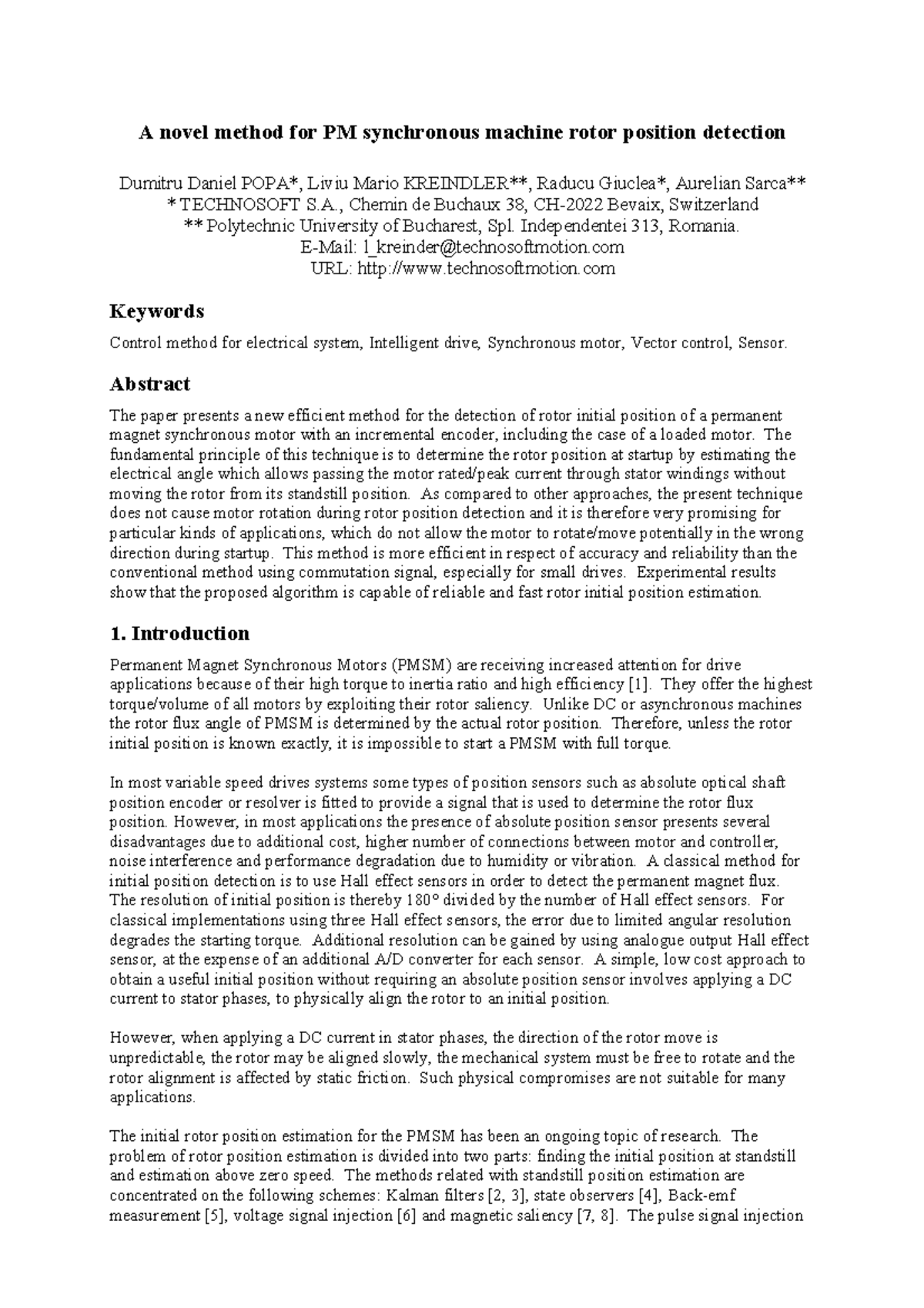 A Novel Method for Rotor Position Detection in PMSM (Popa2007) - Studocu