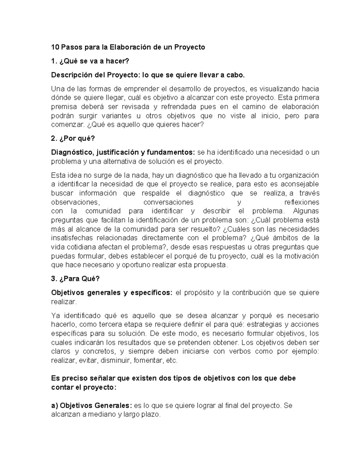 10 Pasos para la Elaboración de un Proyecto - Una de las formas de ...