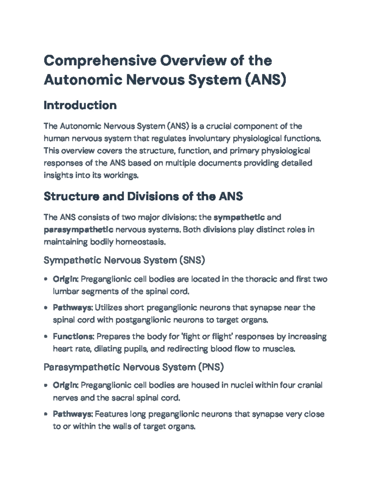 Autonomic Nervous System (ANS) Overview: Structure, Functions ...