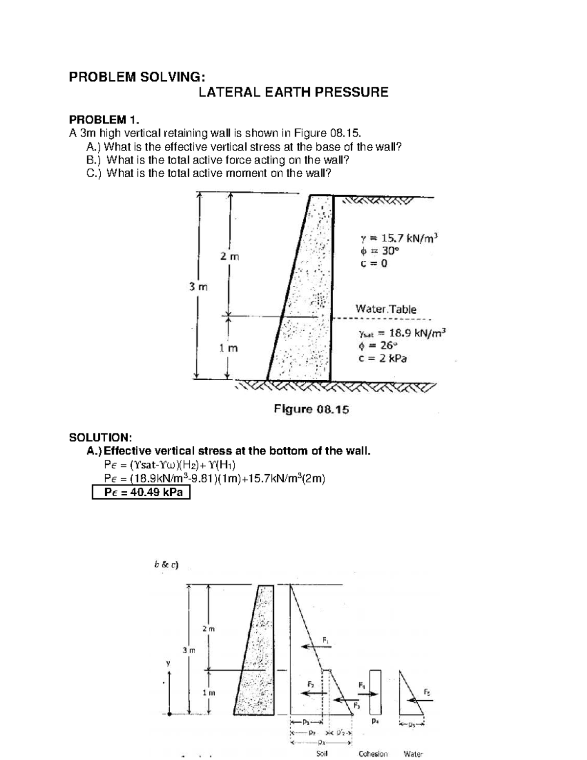 Lateral Earth Pressure Problems: Retaining Wall Analysis (ENG 425 ...