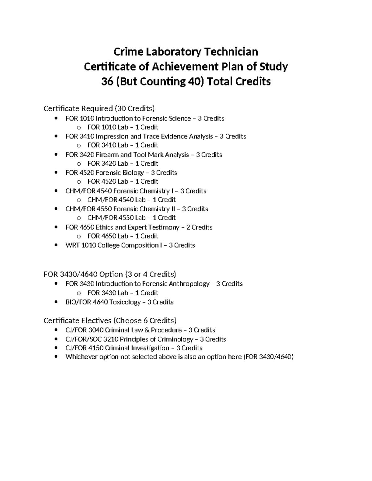 Crime Lab Tech Certificate - Crime Laboratory Technician Certificate of ...