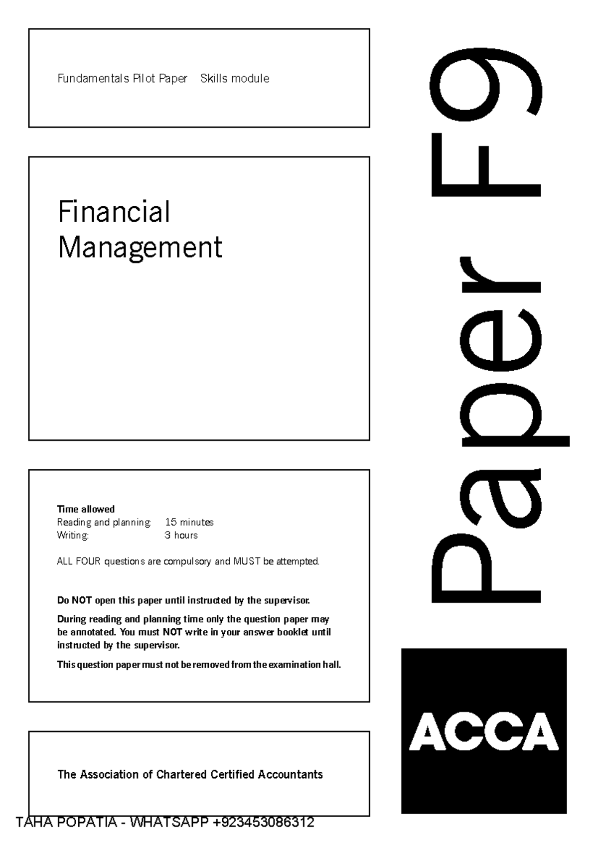 Financial Management Paper F9: Comprehensive Exam Guide and Analysis ...
