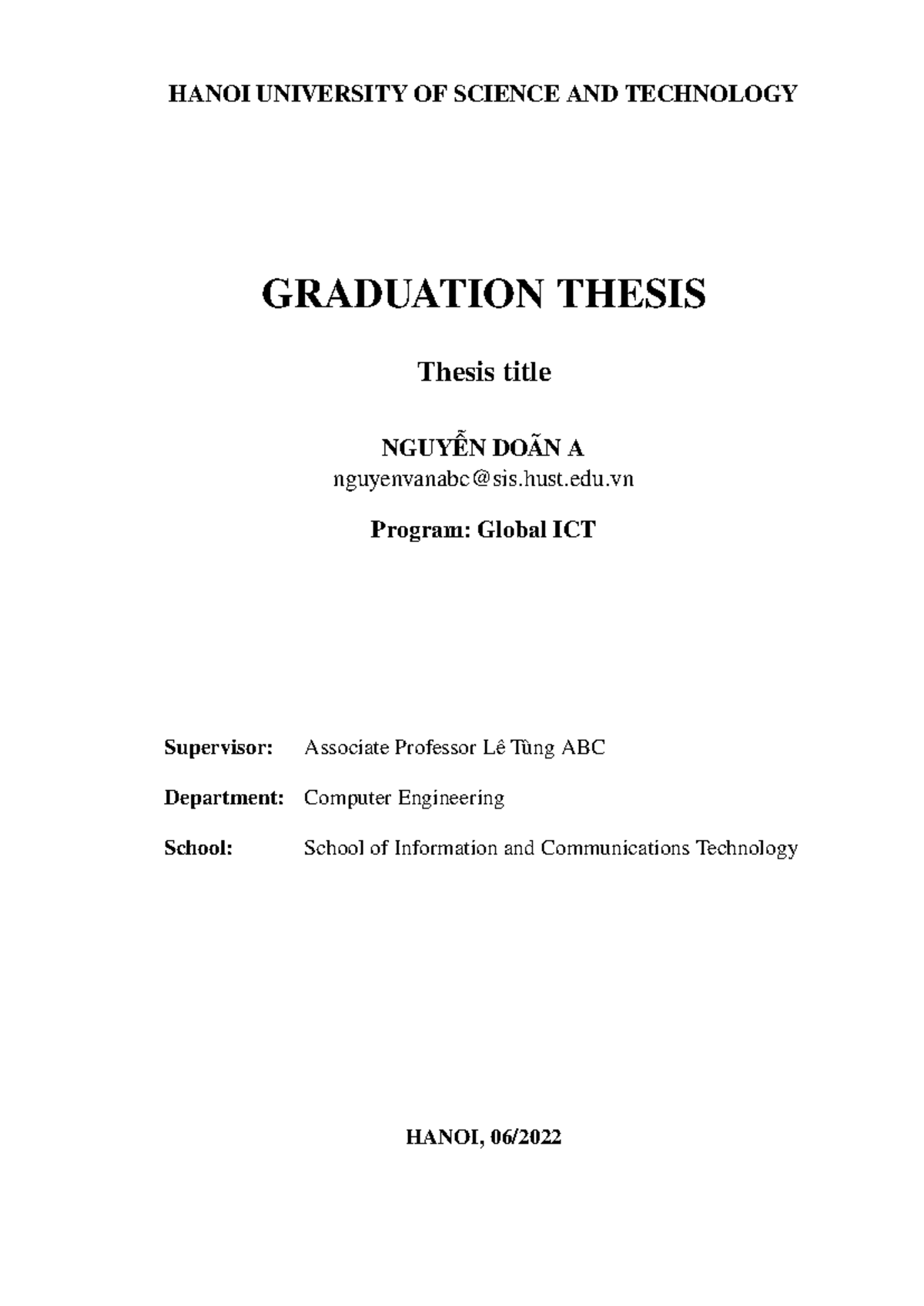 HUST Graduation Thesis Template for Global ICT Program - Studocu