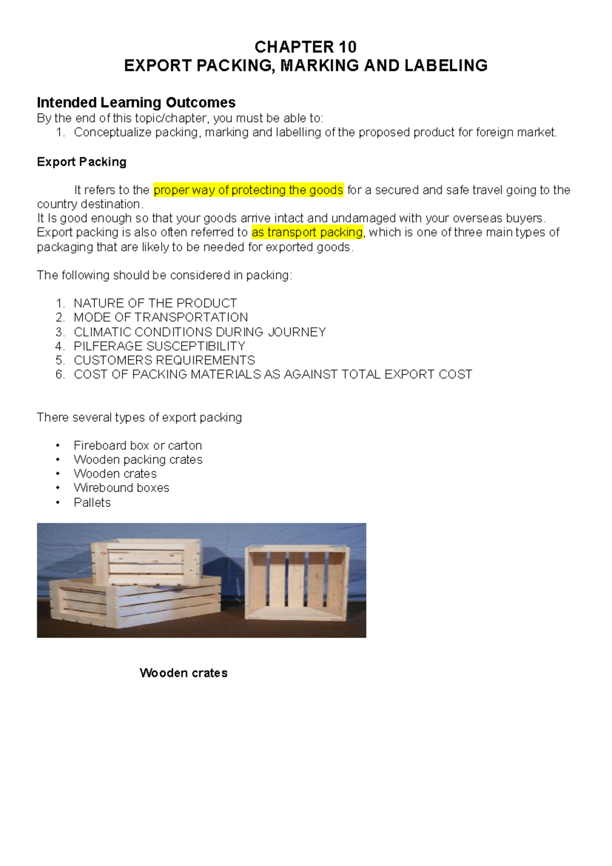 IM-Chap-9 - nothing - CHAPTER 10 EXPORT PACKING, MARKING AND LABELING ...