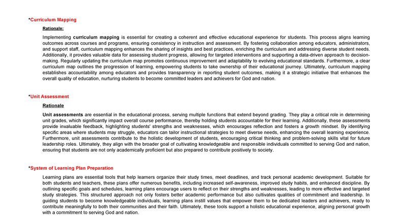 Rationale - Okay - *Curriculum Mapping Rationale: Implementing ...