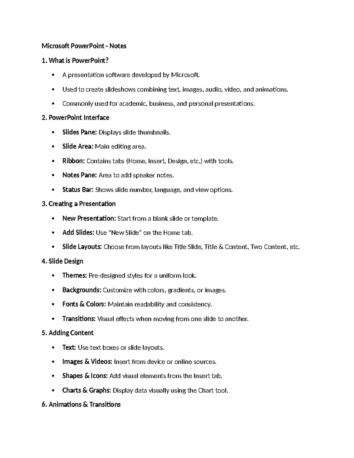 Microsoft PowerPoint Lecture Notes: Overview and Key Features - Studocu
