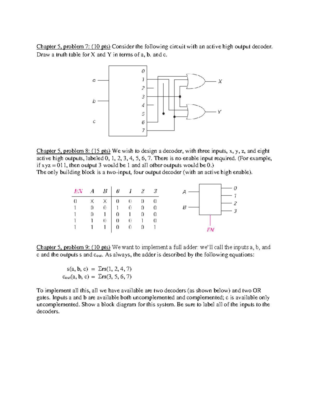HWK 4 Summer 2021: Decoders & Encoders Chapter Problems - Studocu