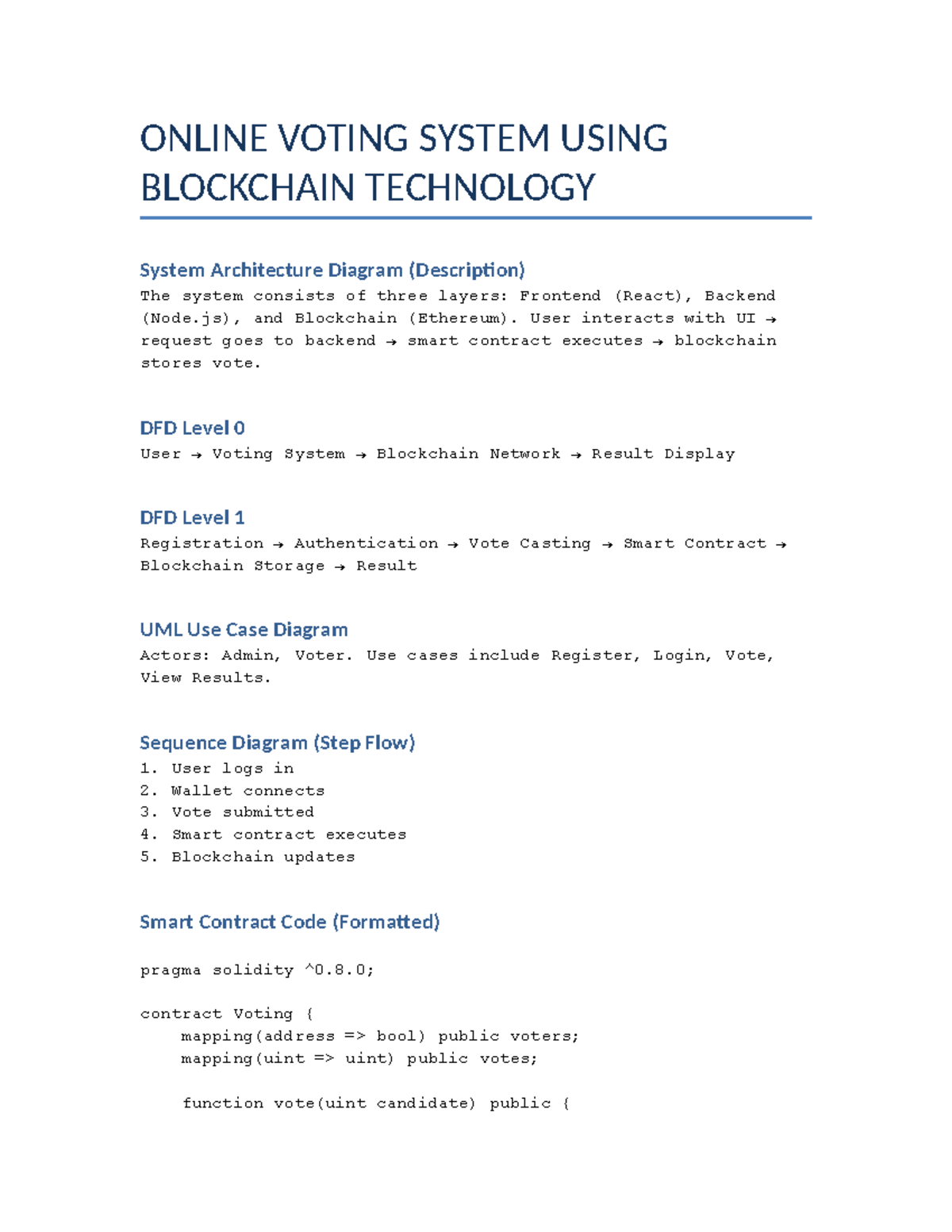 Blockchain Voting System Architecture and Use Case Analysis (Final ...