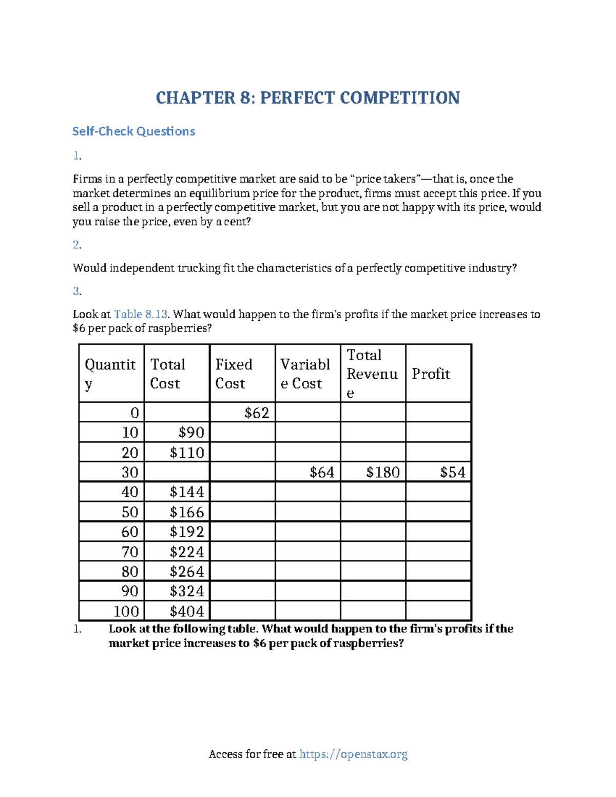 CHAPTER 8: PERFECT COMPETITION - Key Concepts and Questions - Studocu