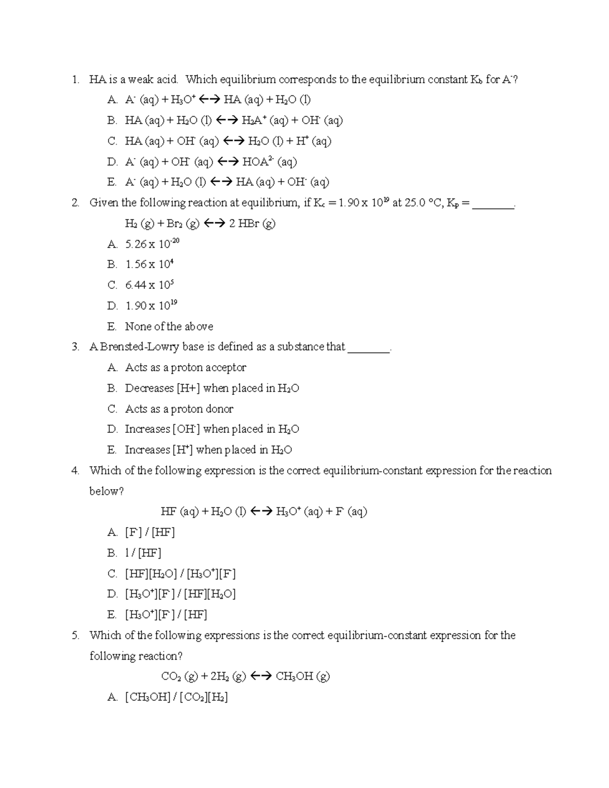 College Chem 2 Test 2: Questions and Answers for Review - Studocu
