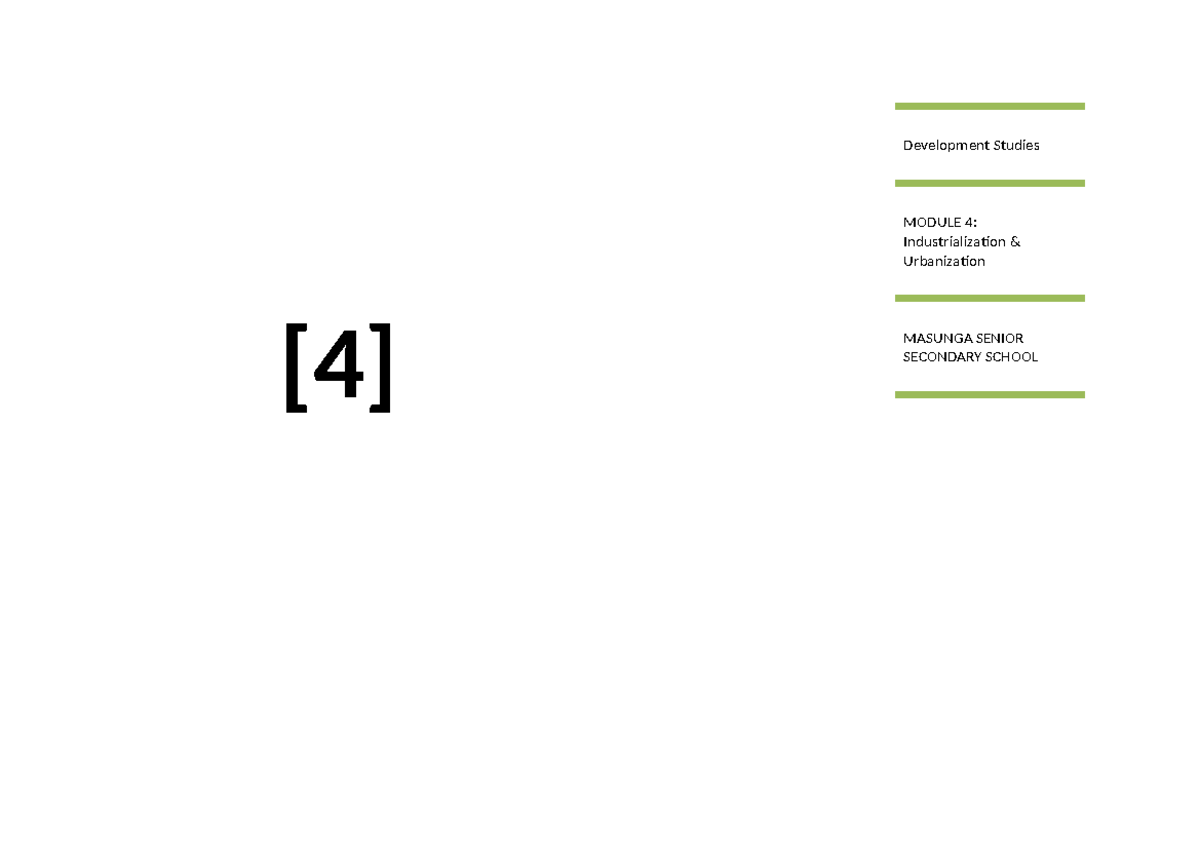 Development Studies M4: Industrialization & Urbanization Insights for ...