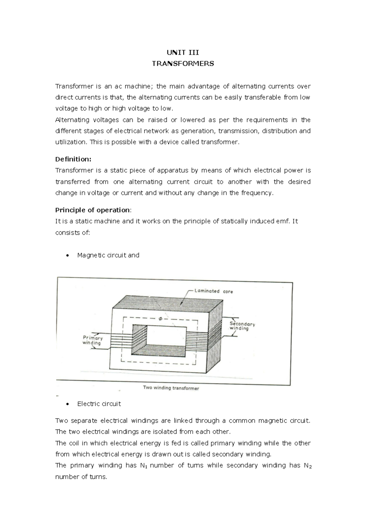 BEE UNIT-III - Lecture notes of BEE Unit III (r18) of the JNTUH ...