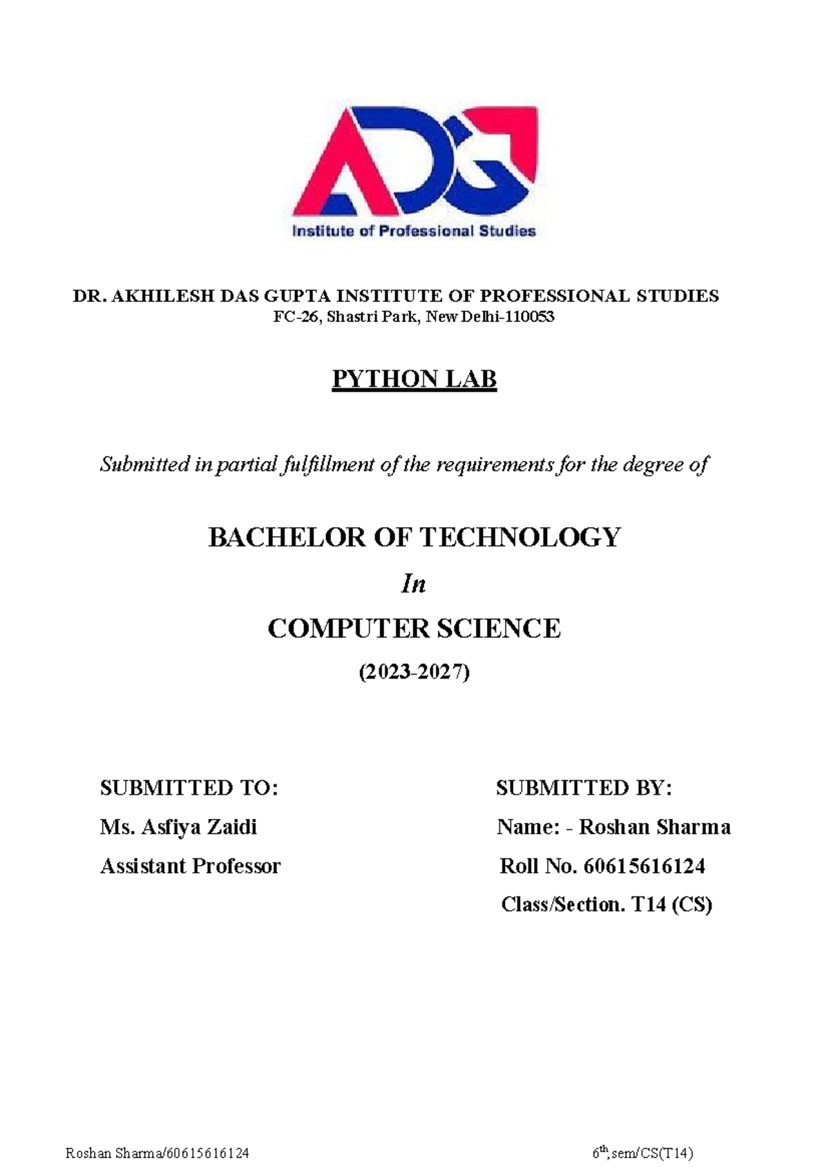 Python Lab Report - B.Tech in CS (T14) - Studocu