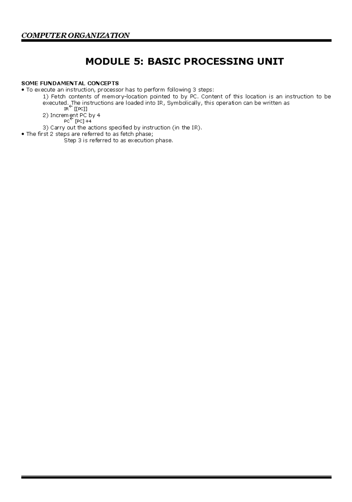 DDCO 5: Basic Processing Unit & Instruction Execution Concepts - Studocu