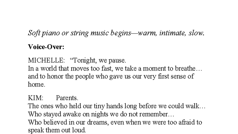 Voice Over Script for Evening of Gratitude Celebration - Studocu