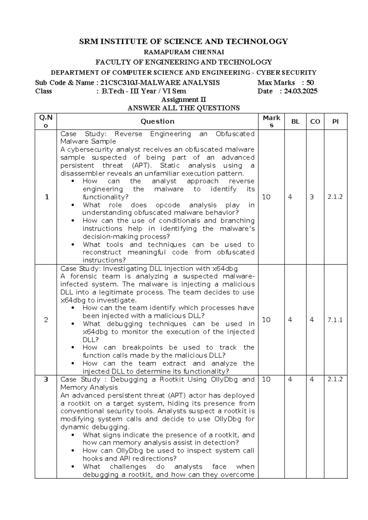 Assignment 2 - It's very useful - SRM INSTITUTE OF SCIENCE AND ...