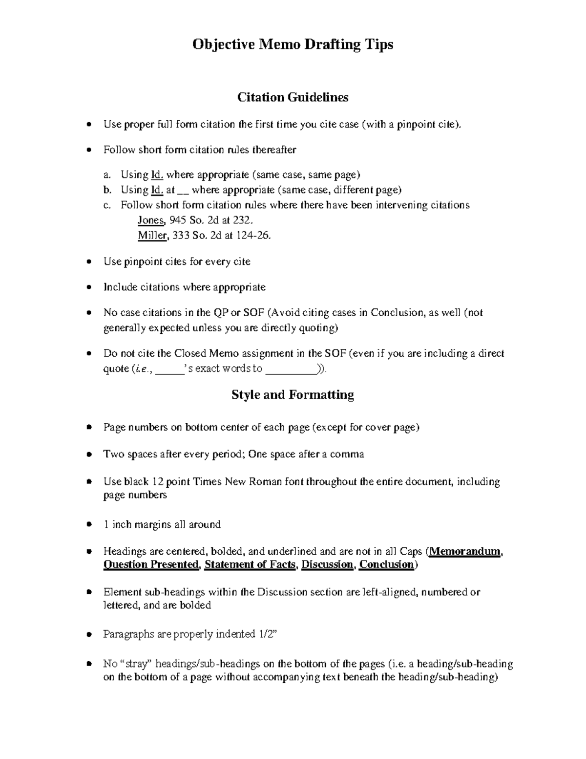 Objective Memo Drafting Tips for Legal Writing Skills - Studocu