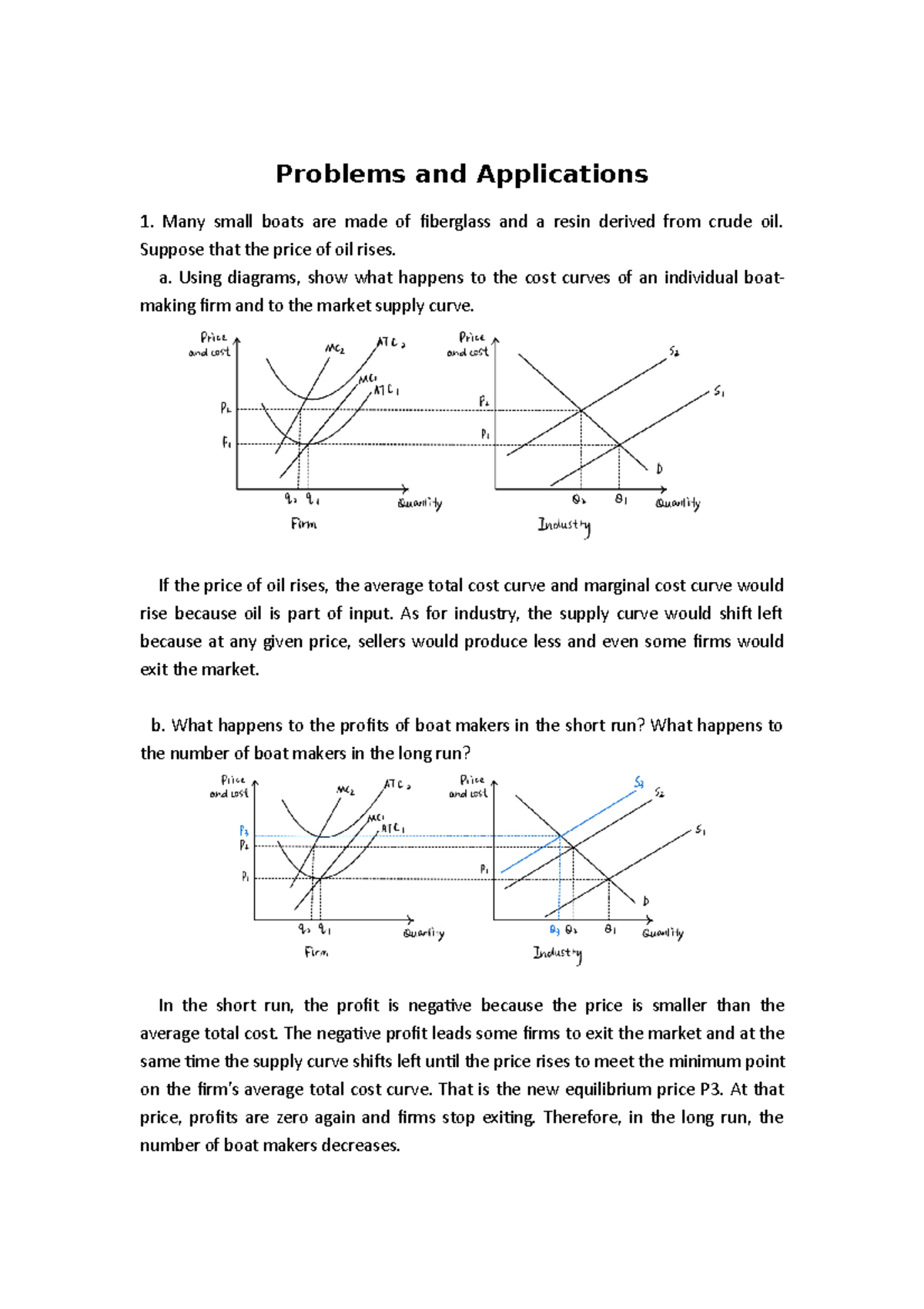 Microeconomics PS 10: Cost Curves, Market Equilibrium, and Profits ...