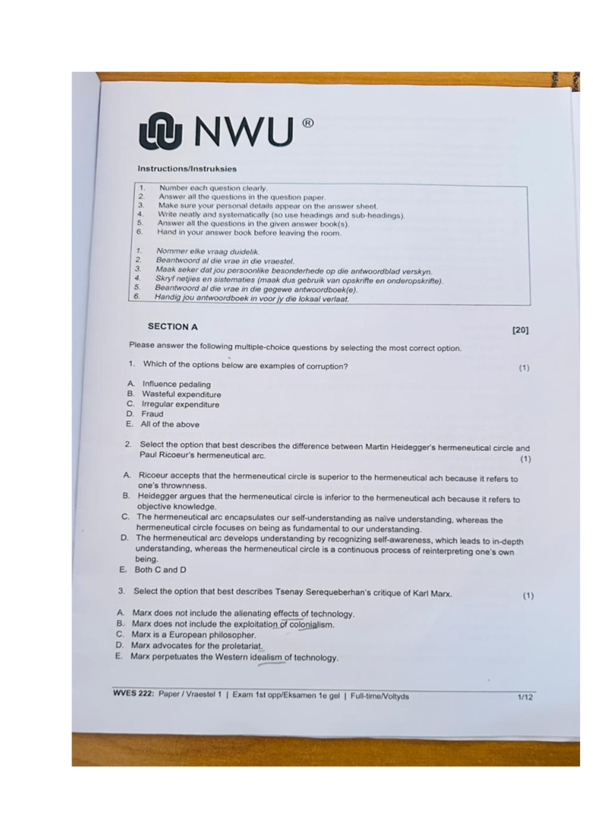 WVES 222 Exam 2024: Comprehensive Question Paper & Guidelines - Studocu