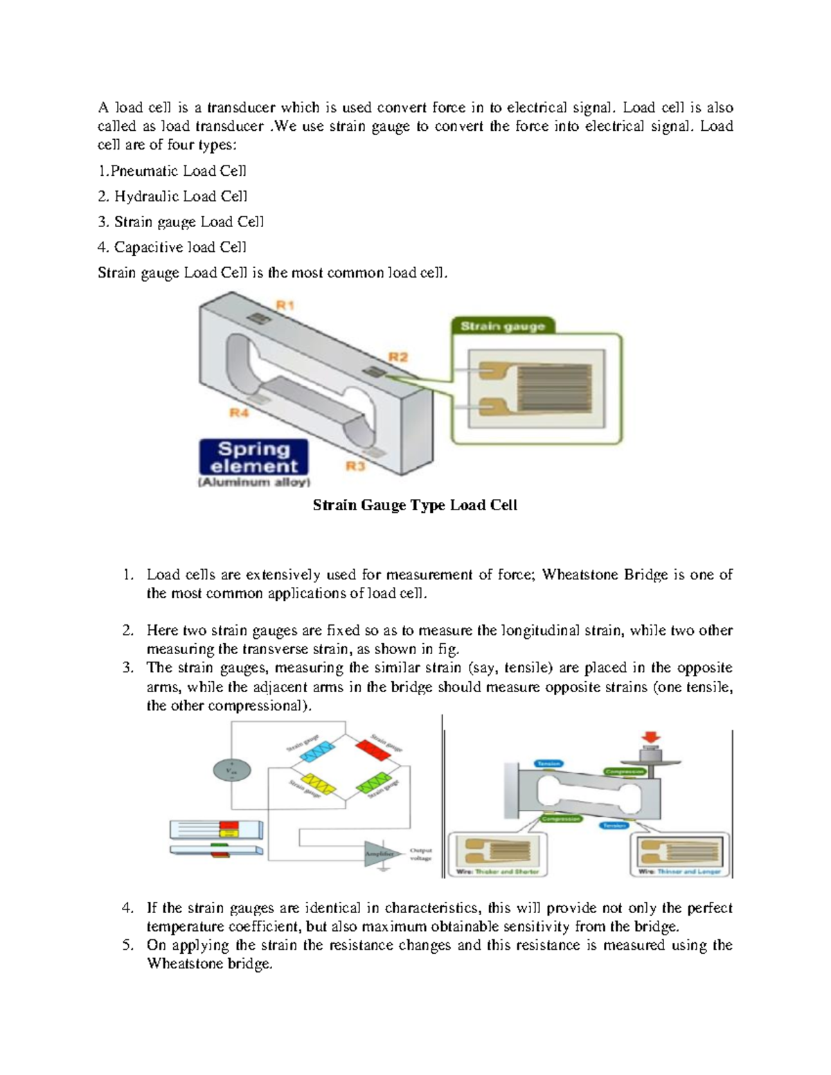 Sensor and Instrumentation Unit-1 Notes: Load Cells & Measurement ...