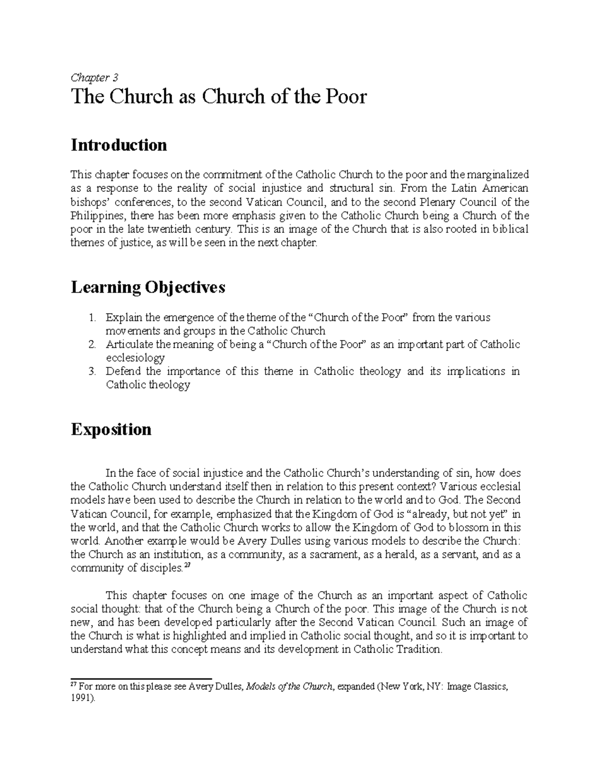 Re Ed 4 Chapter 3b The Church as Church of the Poor Notes - Chapter 3 ...