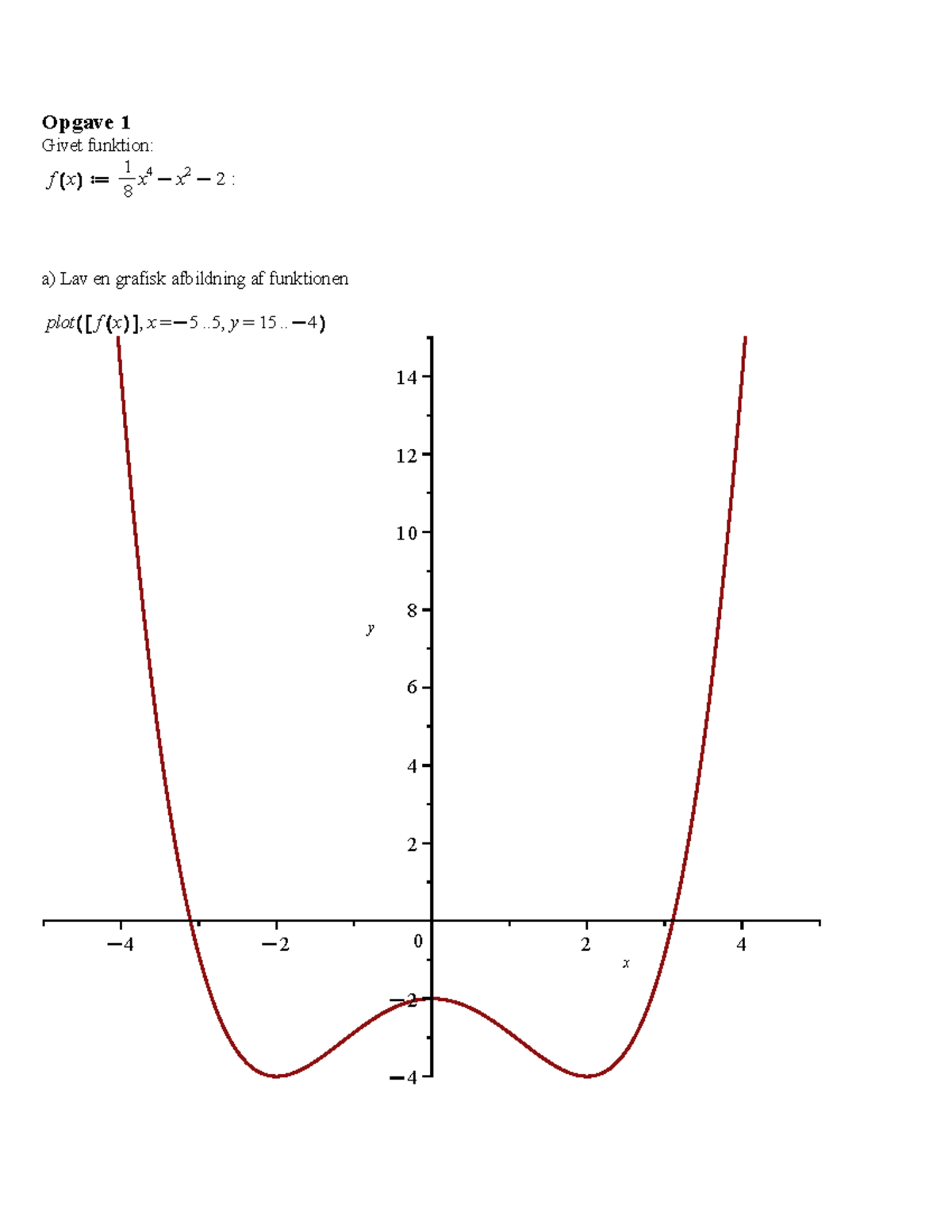Matematik B-A: Opgave 1 & 4 - Funktioner og Derivater - Studocu