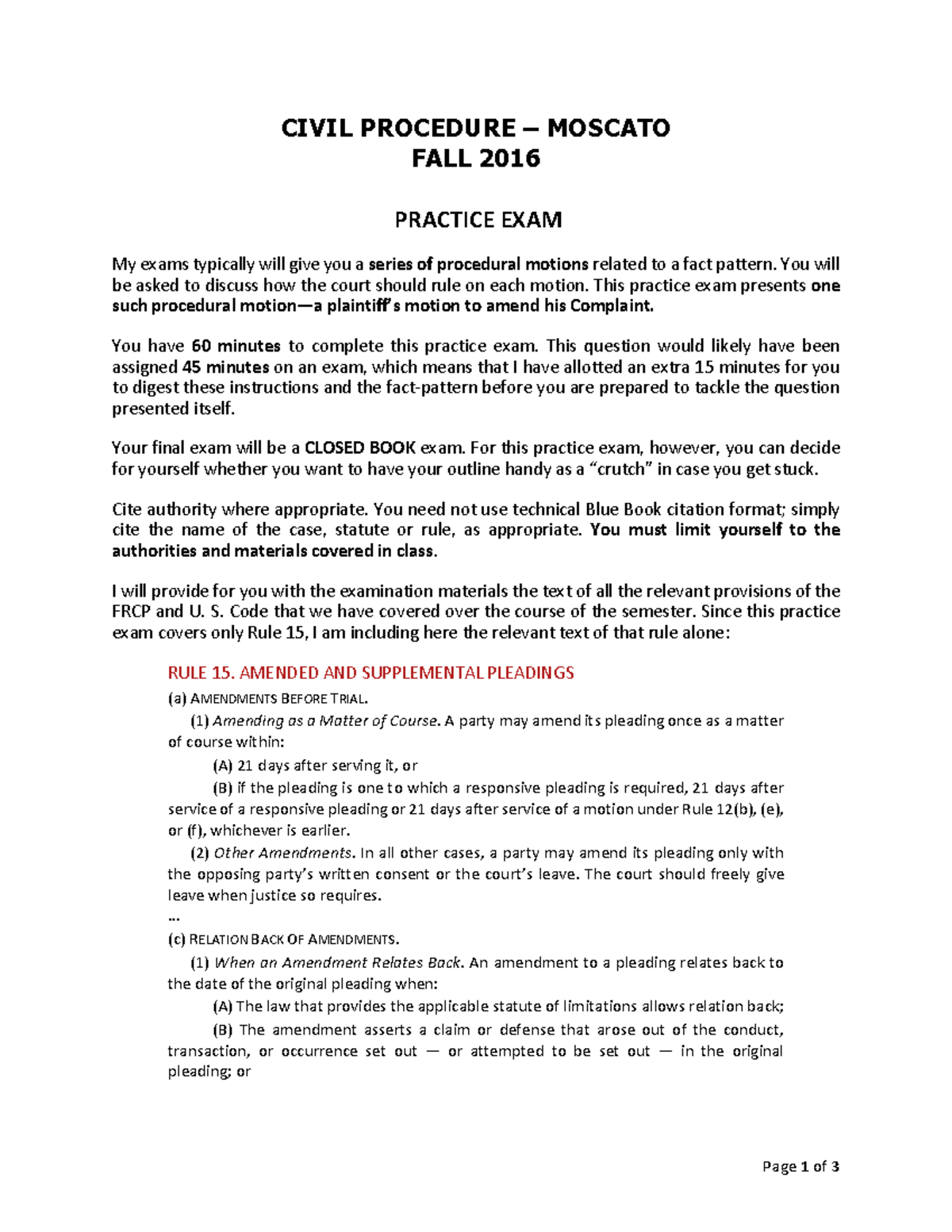 Civil Procedure Outline (Civ Pro) - Comprehensive Study Guide