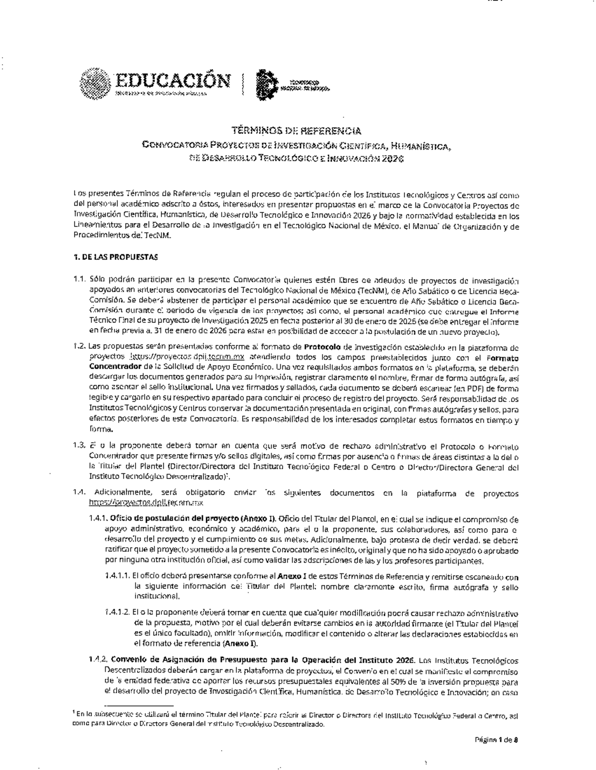 Términos de Referencia: Convocatoria Proyectos de Investigación 2026 ...