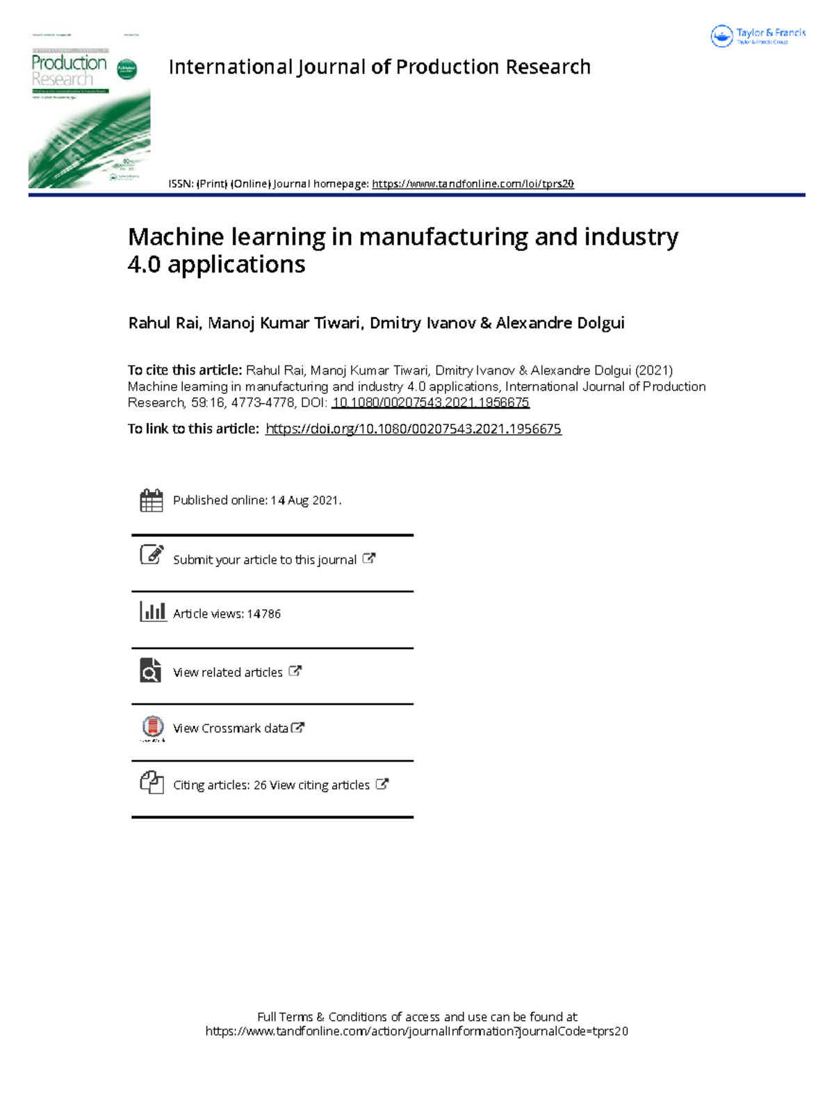 Machine Learning in Manufacturing: Industry 4.0 Applications (2021 ...